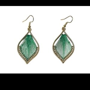 Elegant Green and Gold Earrings